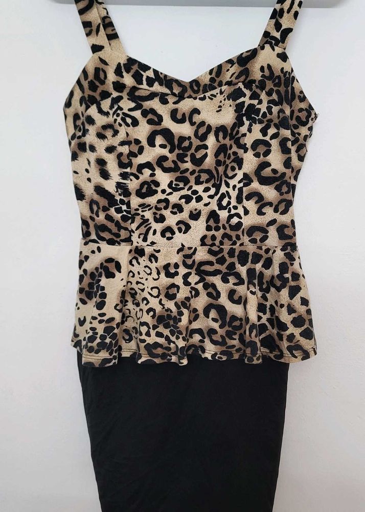 Leopard Print Peplum Dress