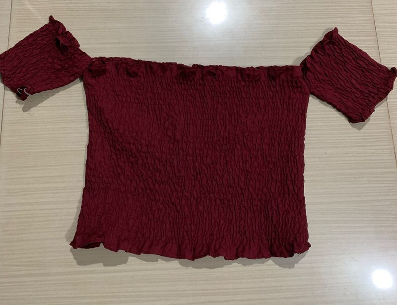 Burgundy Off-Shoulder Top