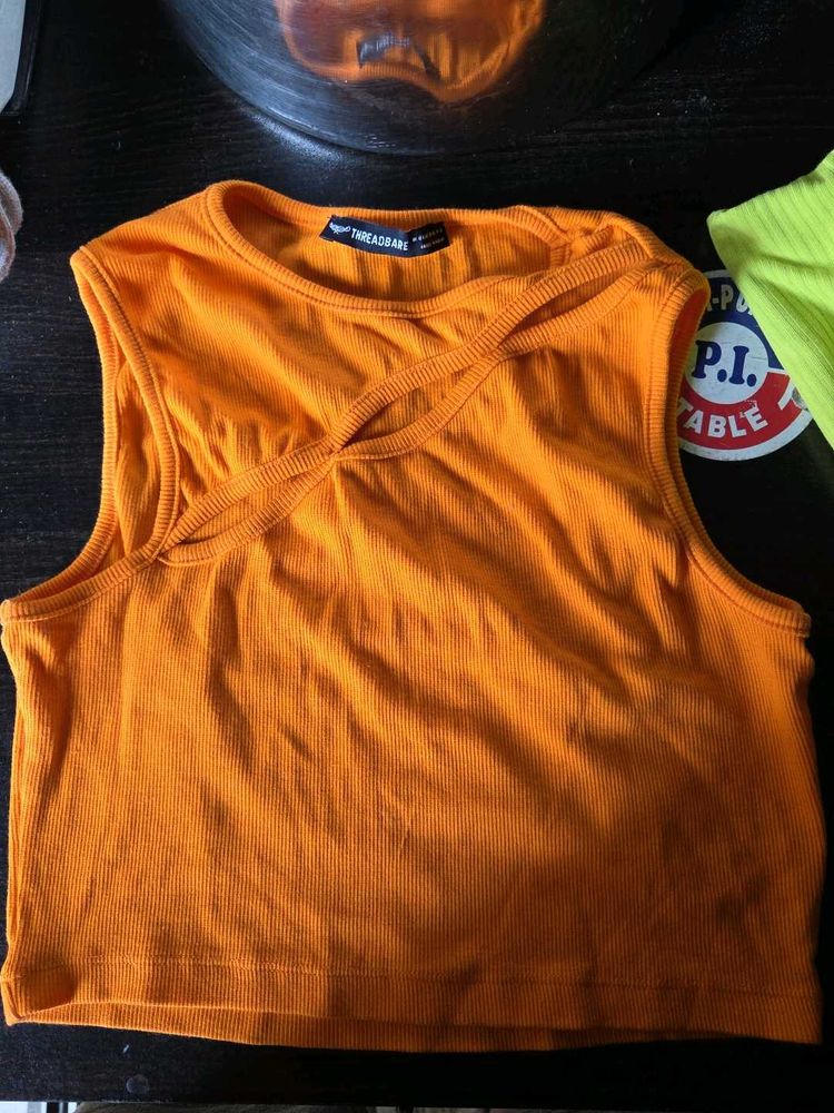 Orange Cutout Tank Top