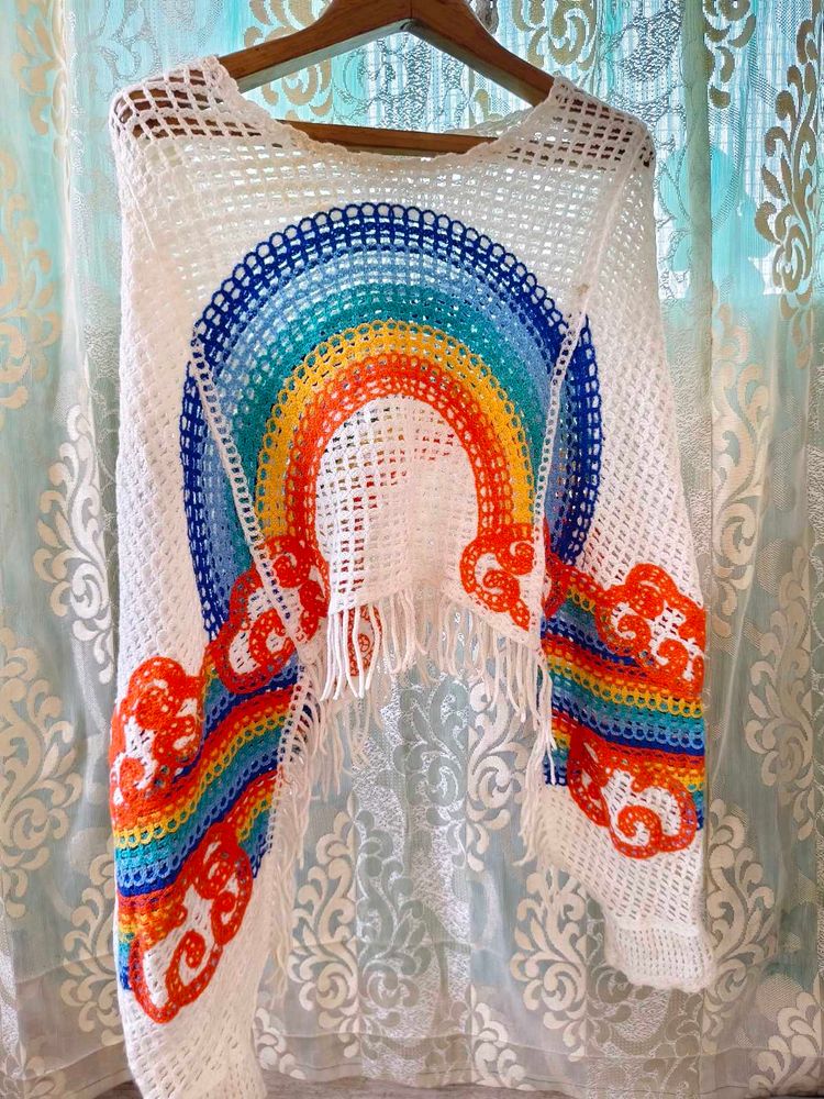 Rainbow Crochet Top Free Size