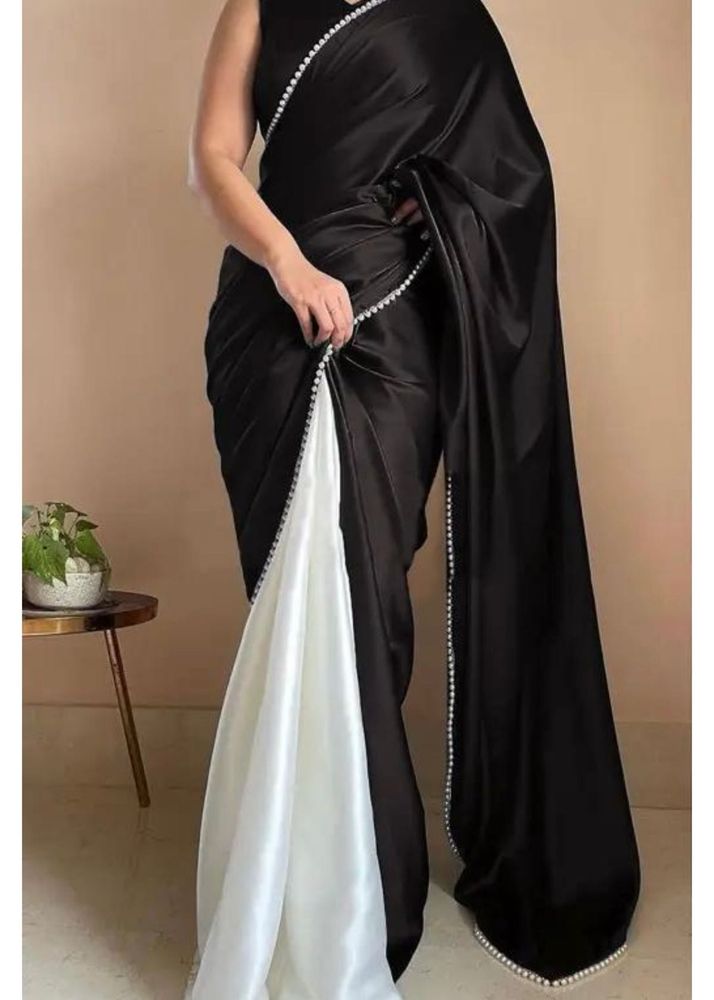 Elegant Black &amp; White Saree