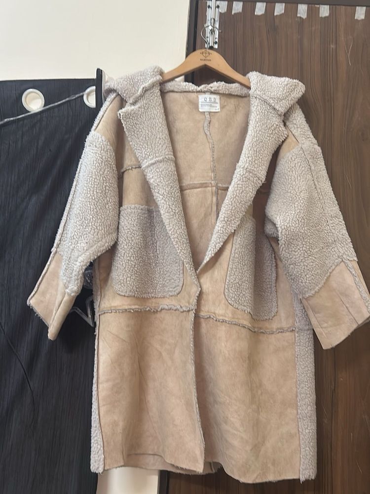 Cozy Faux Shearling Hooded Coat