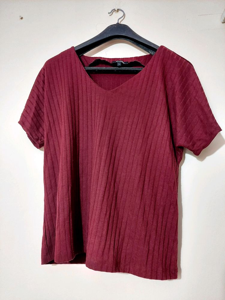 Maroon Ribbed Top ♥️