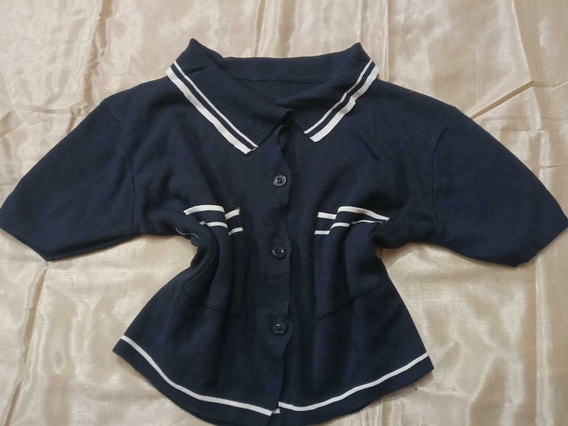 Navy &amp; White Striped Top