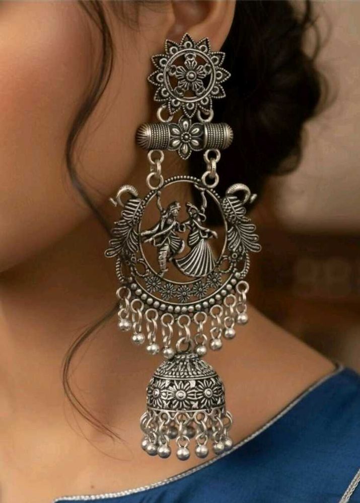 Oxidized Jhumka Earrings