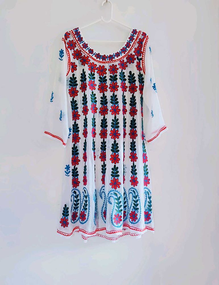 Embroidered White Kurta