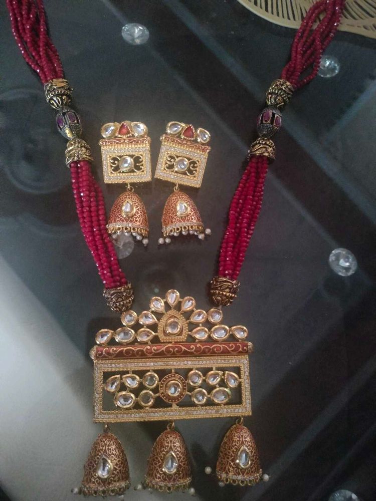 Kundan Antique Necklace With Earrings