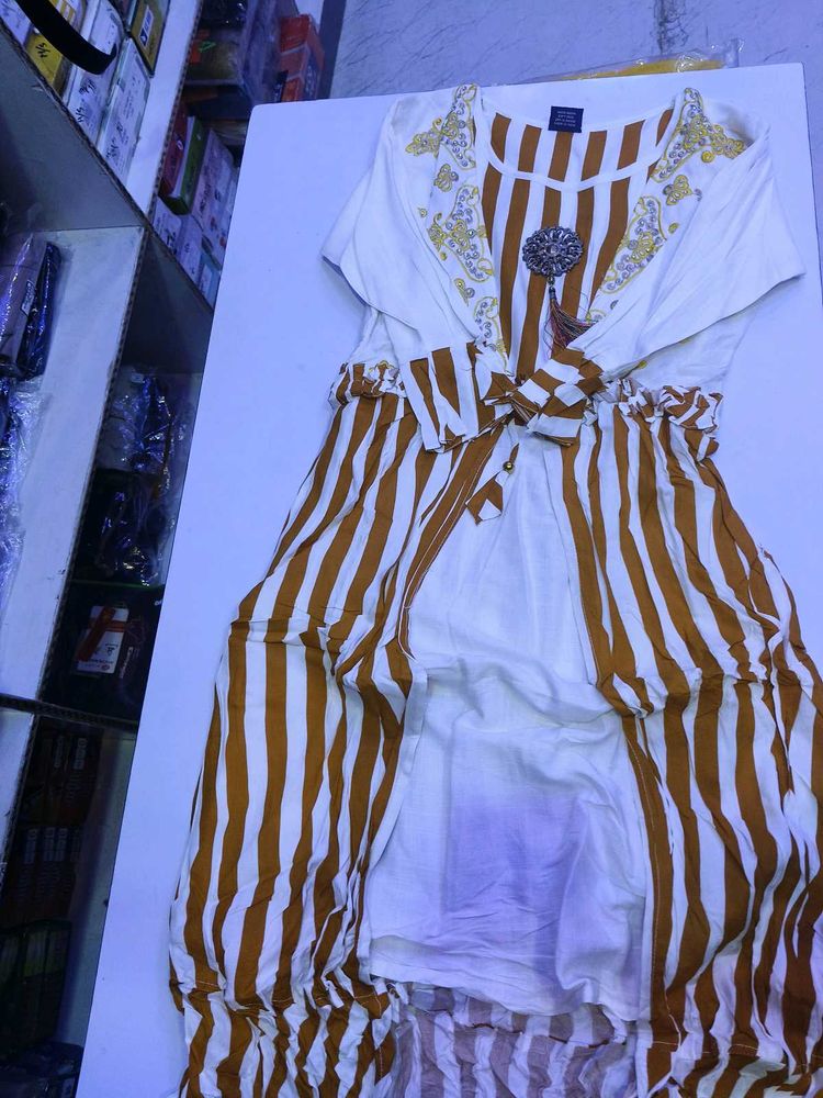 Striped Casual Dress with Detail