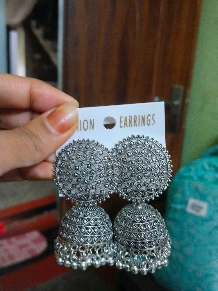 Silver Jhumka Earrings