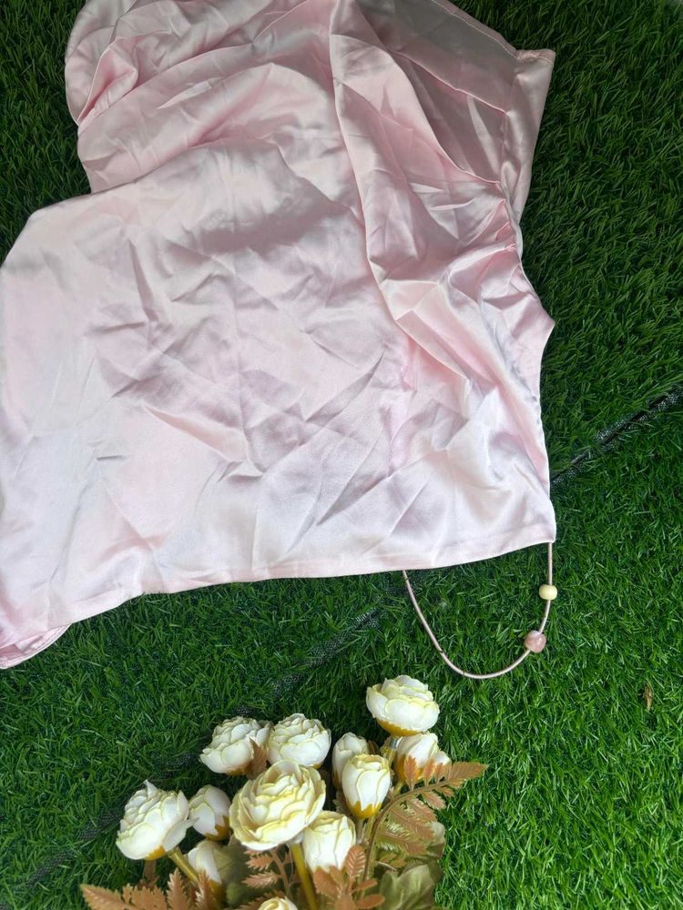 Pink Satin Halter Top