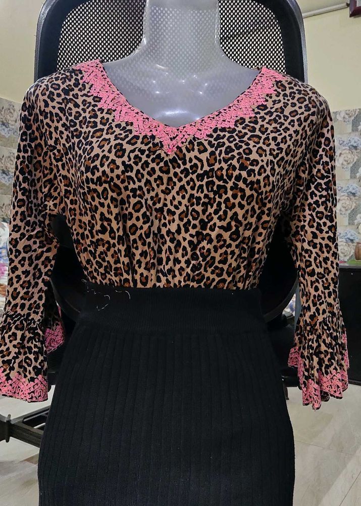 Black Printed Top
