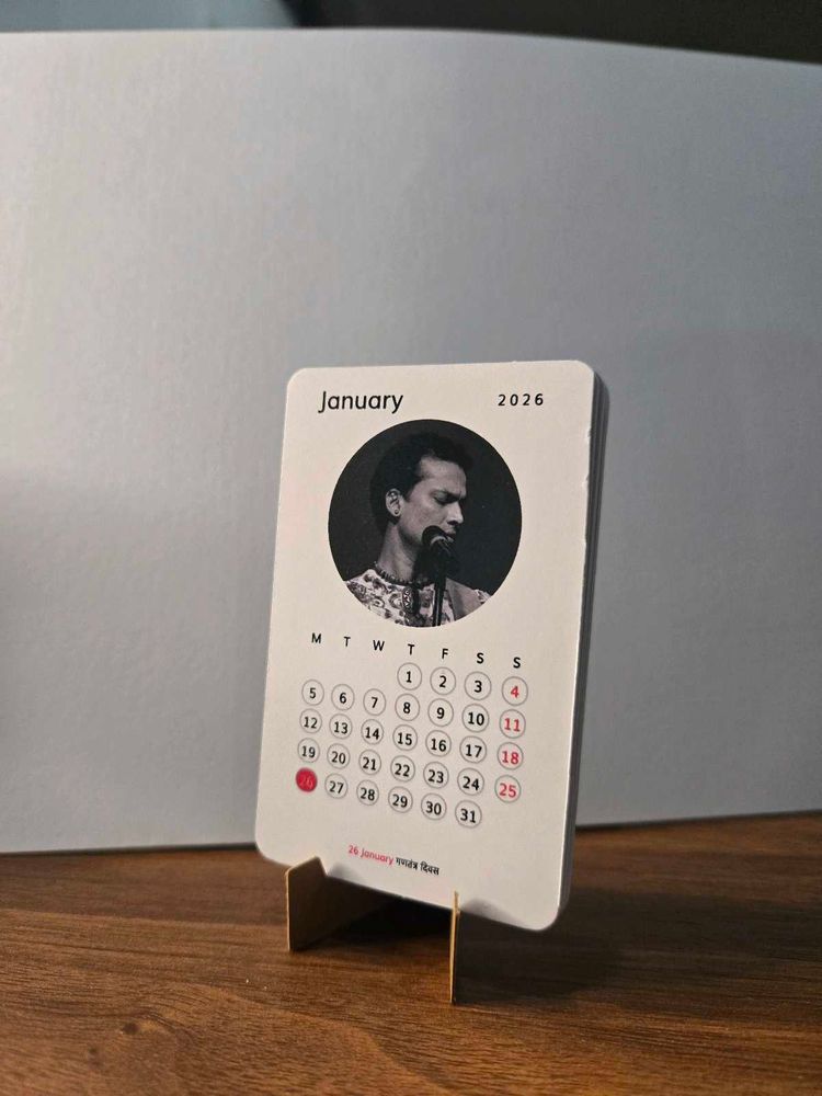 Zubeen Garg 2026 Mini Table Top Calendar