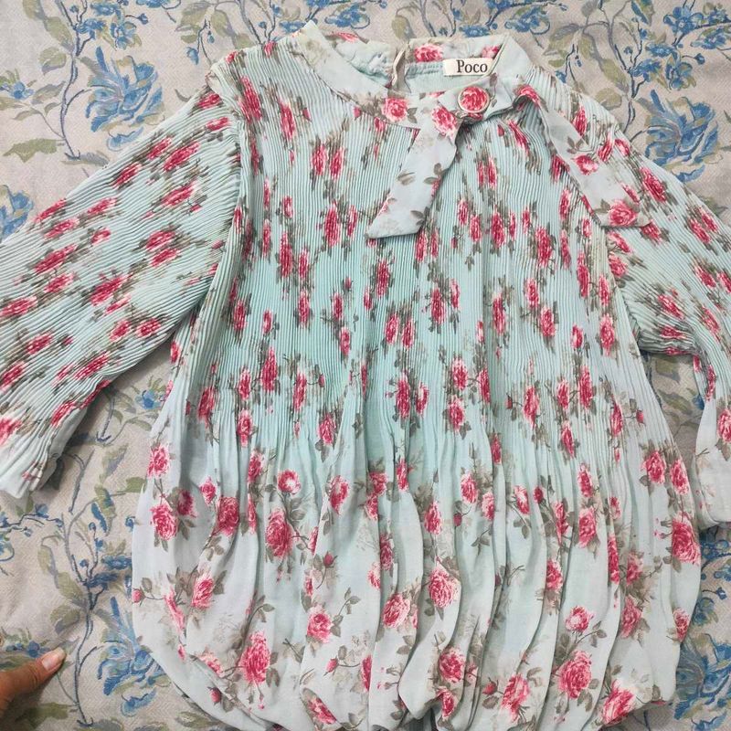 Teal Floral Blouson Top💚