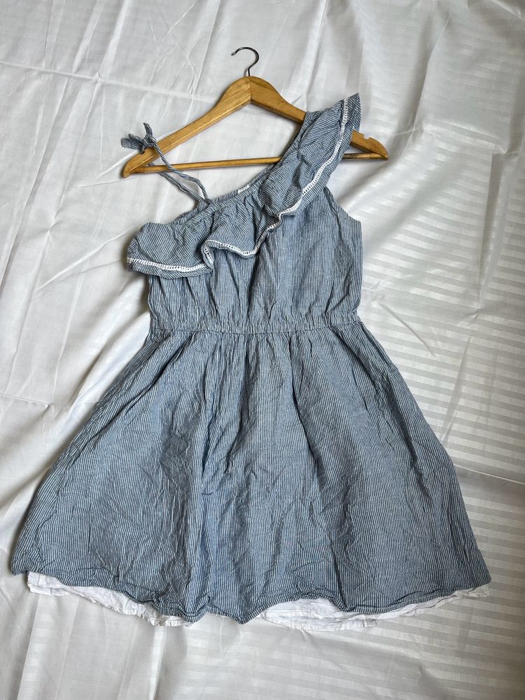 One Shoulder Cotton Mini Dress