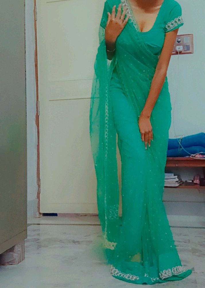 Heavy Net Saree With Blouse Offer Fast