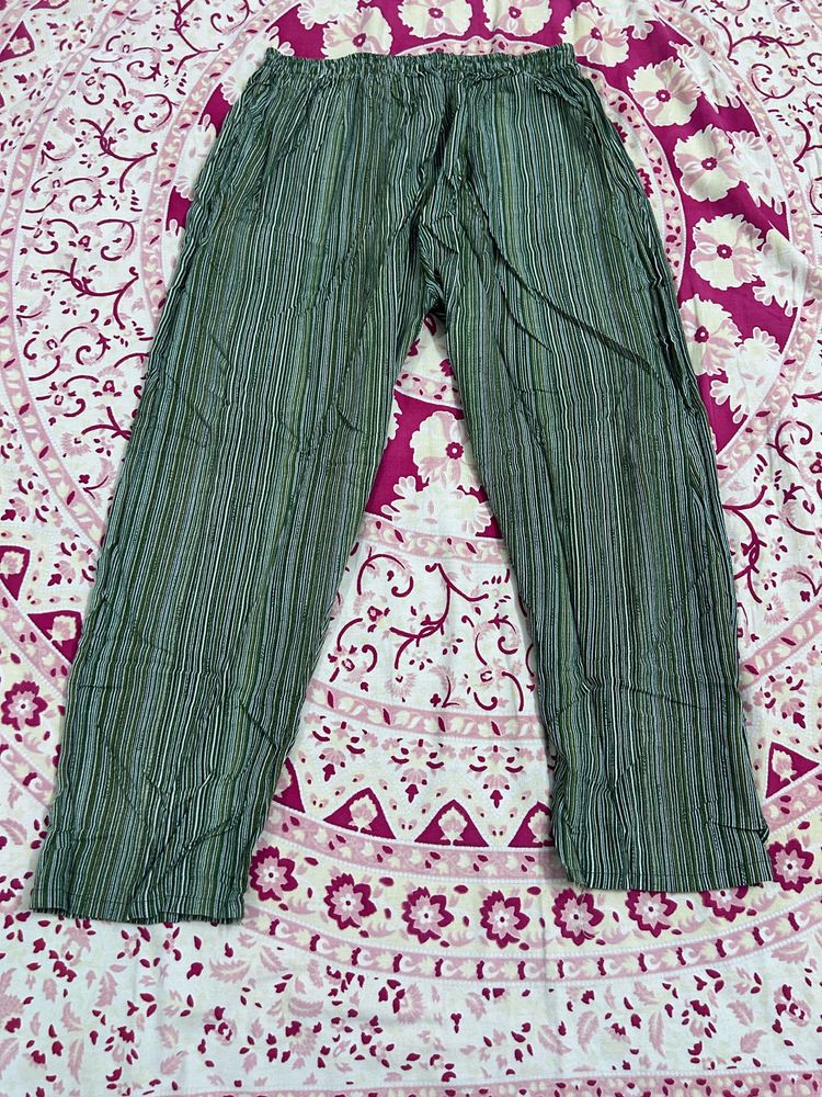 Striped Green Cotton Pants