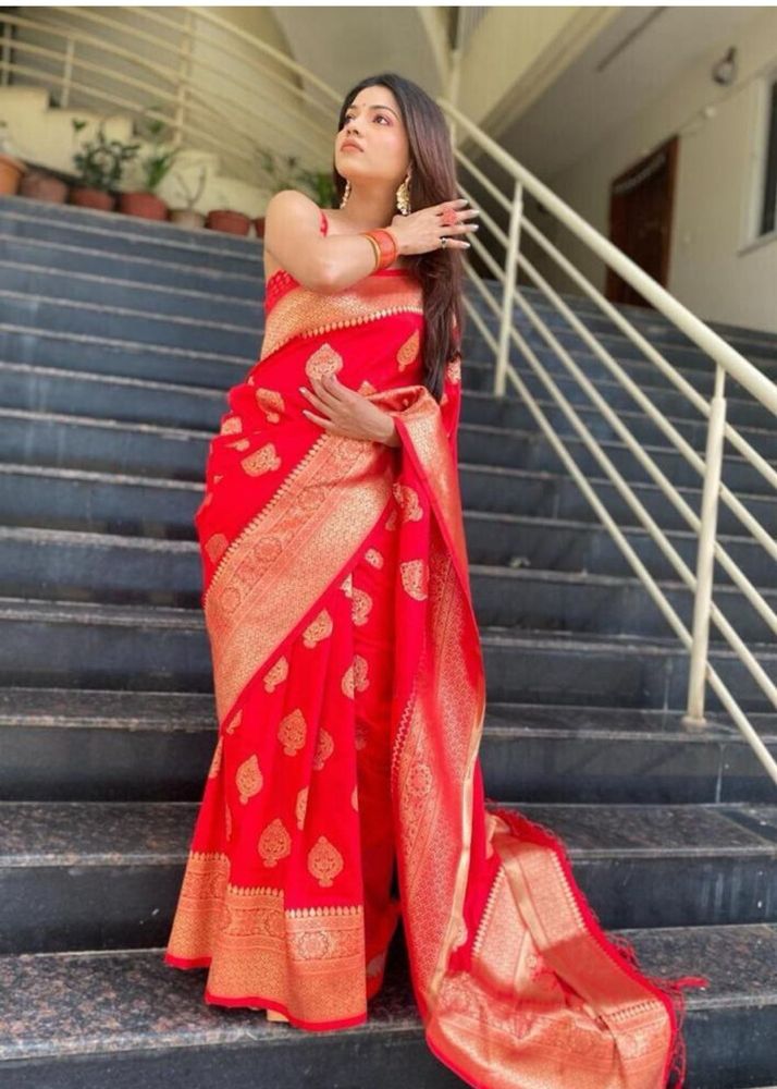 Elegant Red Banarasi Saree