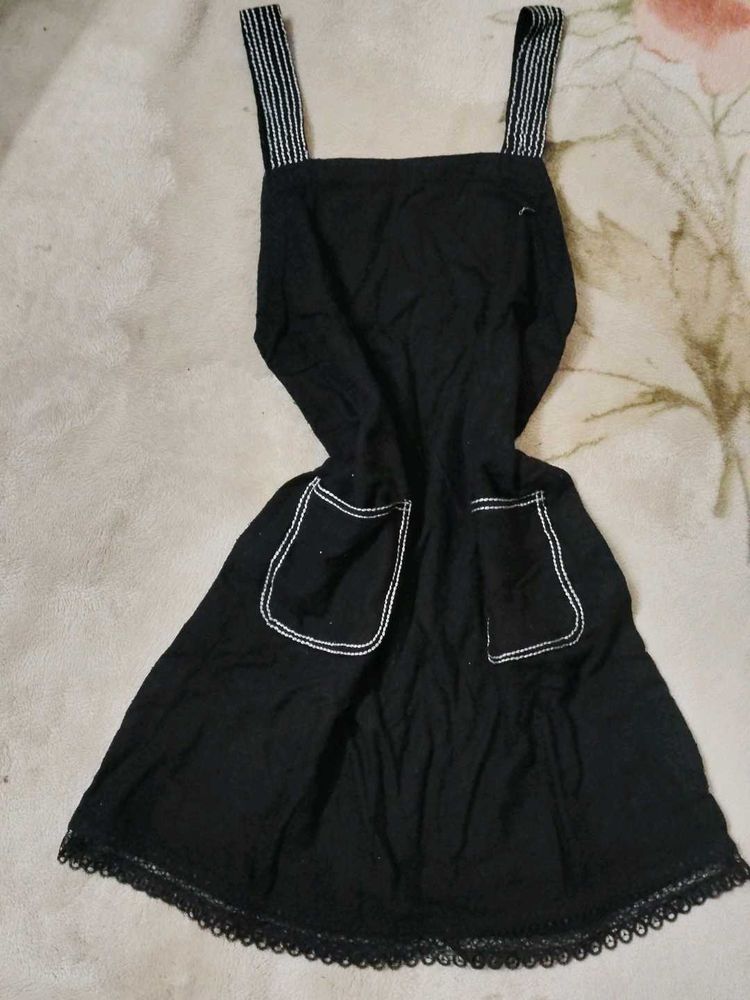 Cute Black Pinafore Dress