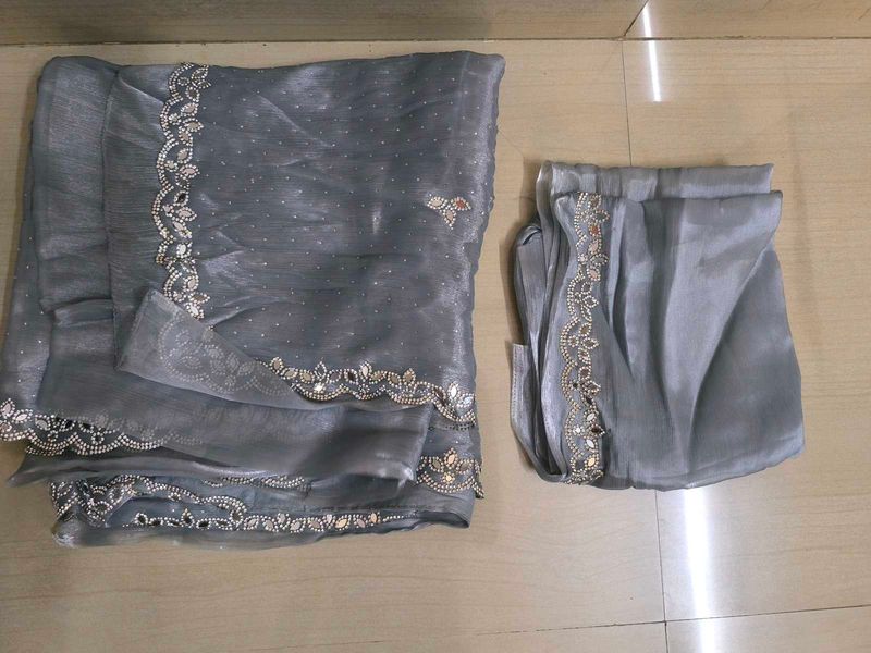 New Tisu Silk Saree (With Blouse Pice)