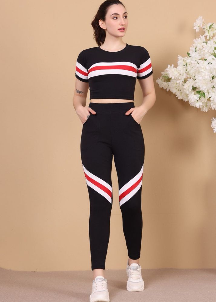 Striped Crop Top &amp; Leggings Set