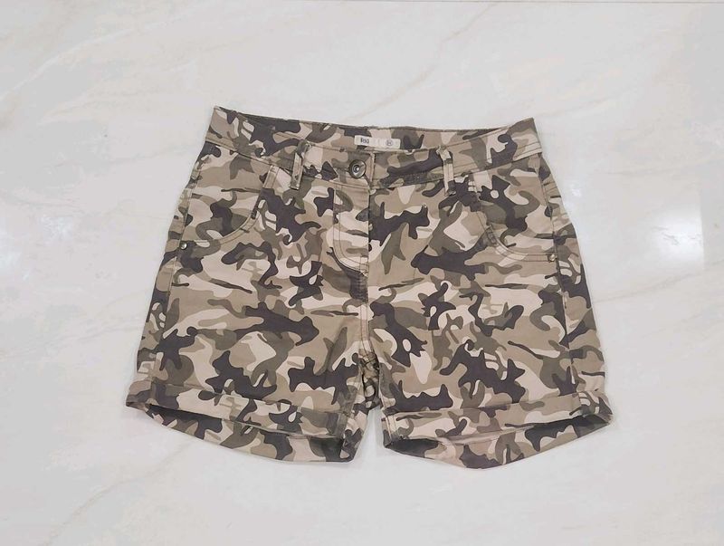 Camouflage Print Cotton Shorts