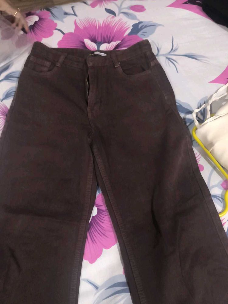 Brown Wide Leg Jeans