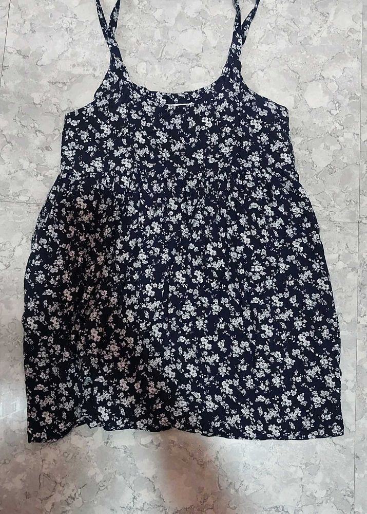 Navy blue floral spaghetti strap top
