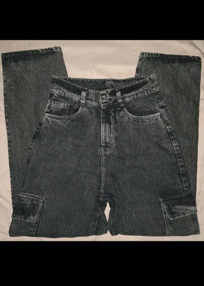 Grey Wash Cargo Jeans