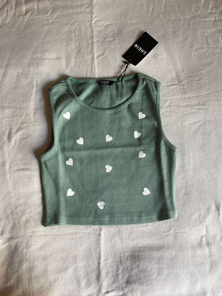 Cute Heart Print Tank Top 🩵