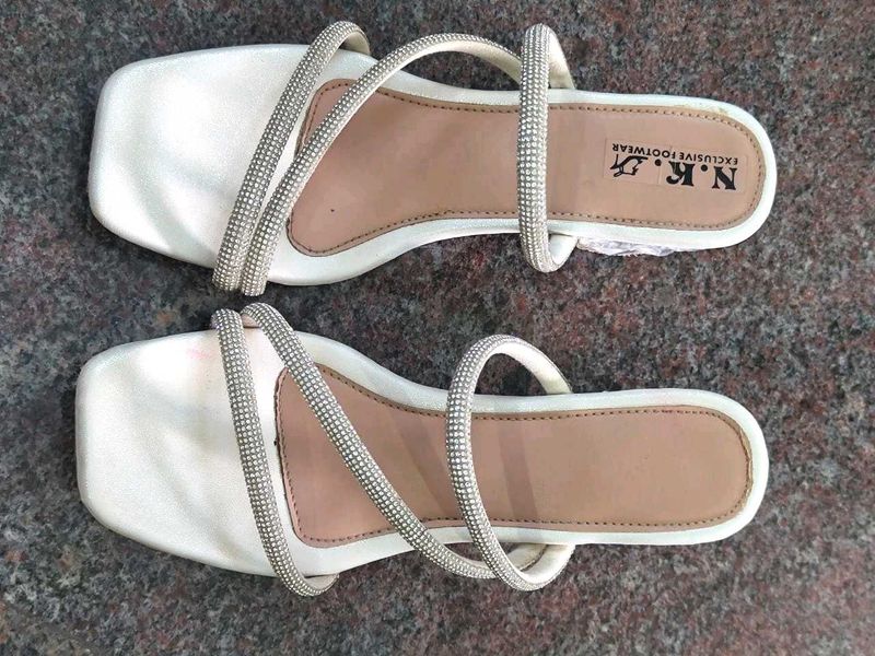 white , sparky heels