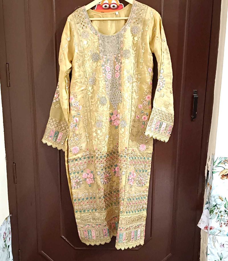 Yellow Embroidered Pakistani Suit