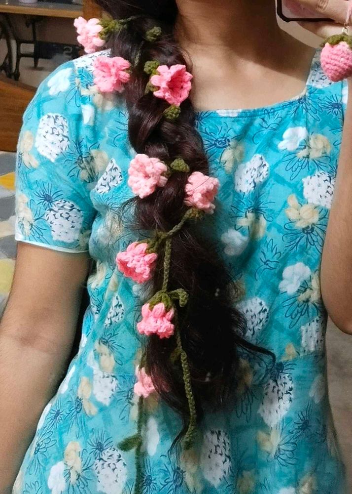 crochet floral hair garland 🎀✨