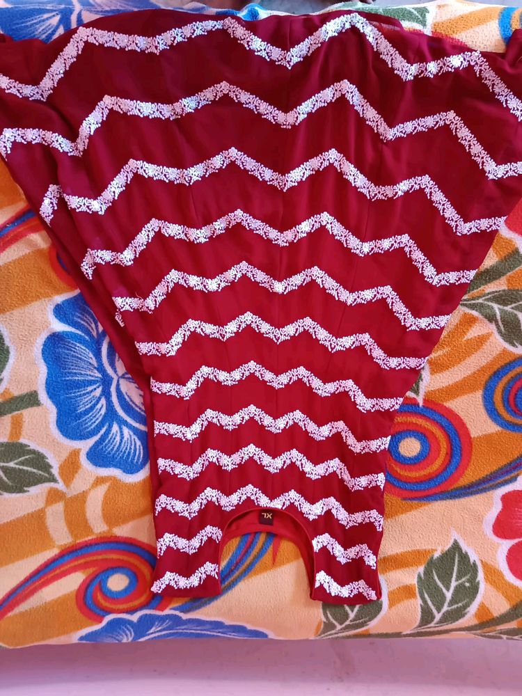 Maroon Embroidered Sharara set
