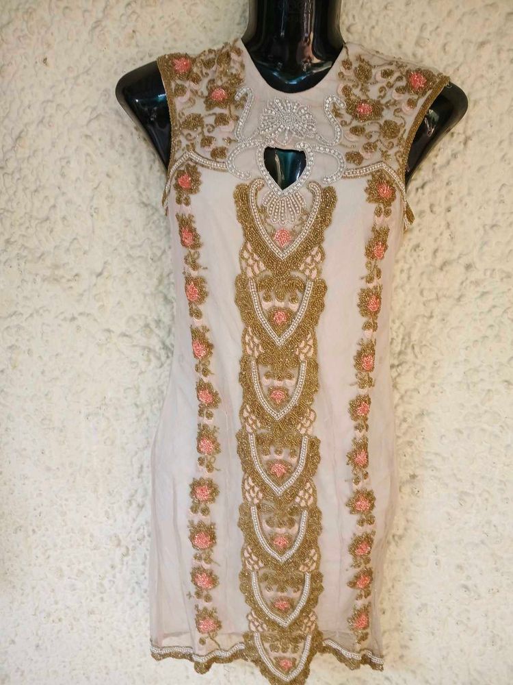 Beaded cut out sleeveless mini dress