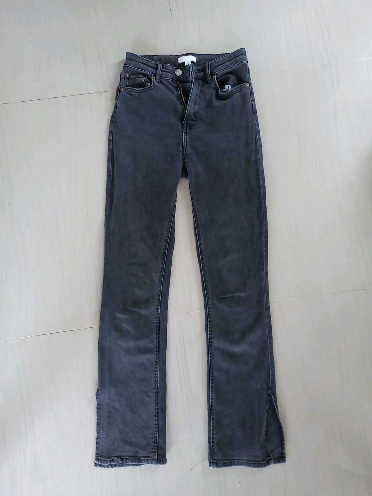 Dark Wash Split Hem Jeans