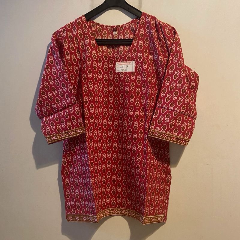 Rust Color Printed Tunic Top