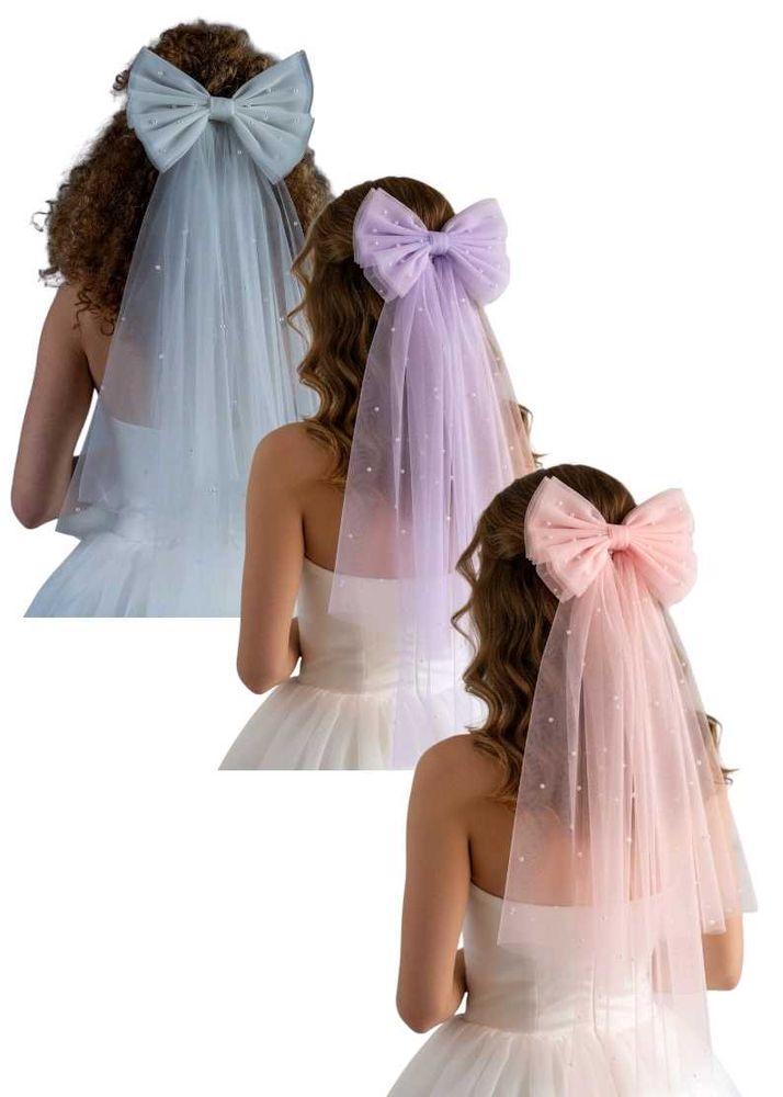 Bow Veil Headpiece - Alligator Clips 3 New