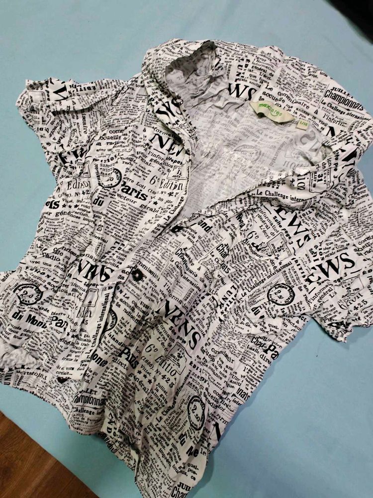 Printed Button Up Shirt