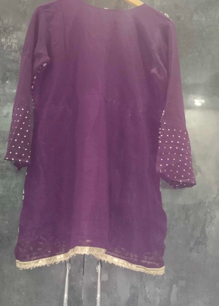 Purple Embroidered Kurta