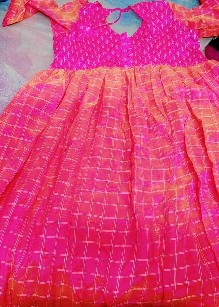 Pink &amp; Orange Checkered Dress