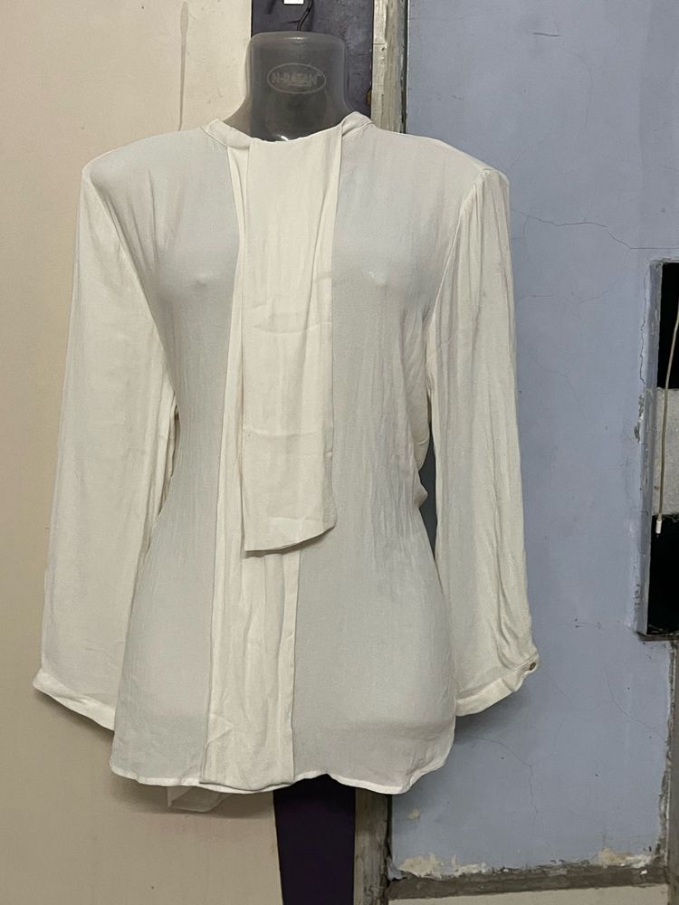 Zara Branded White Elegant Top