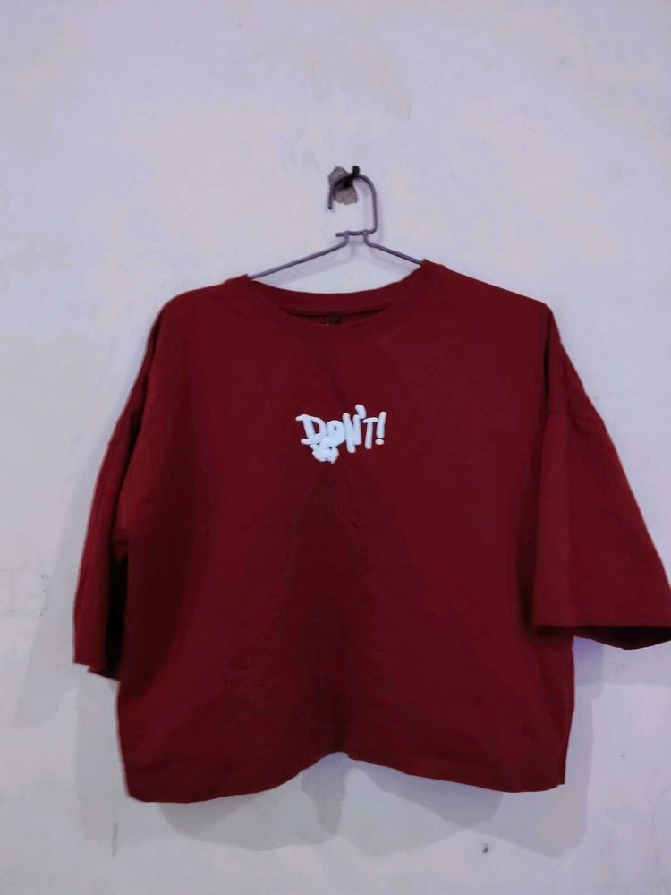 Maroon Graphic Print Tee