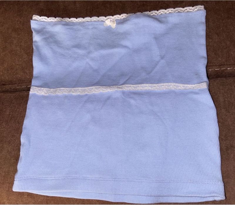 Baby Blue Tube Top with Lace