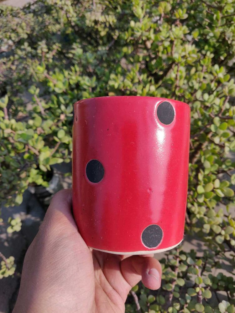 Beautiful Dotted Red Planter For Your Plants
