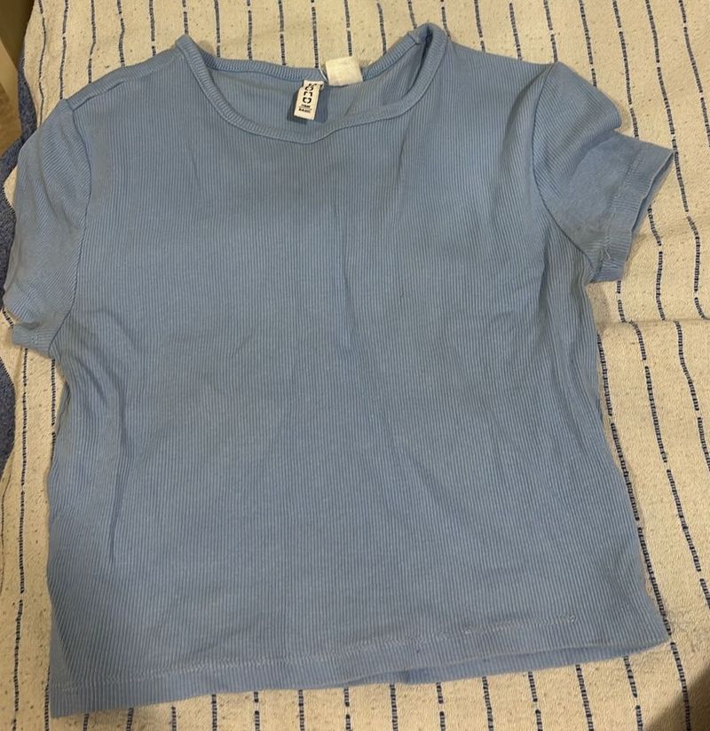 Light Blue Ribbed Crop Top