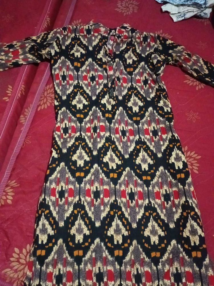 Patterned Long Sleeve Dress