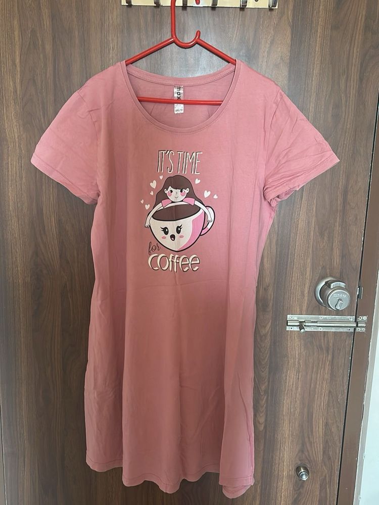 Cute Coffee Time T-Shirt Dress