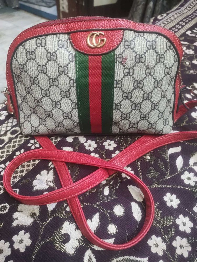 Red &amp; Beige Shoulder Bag