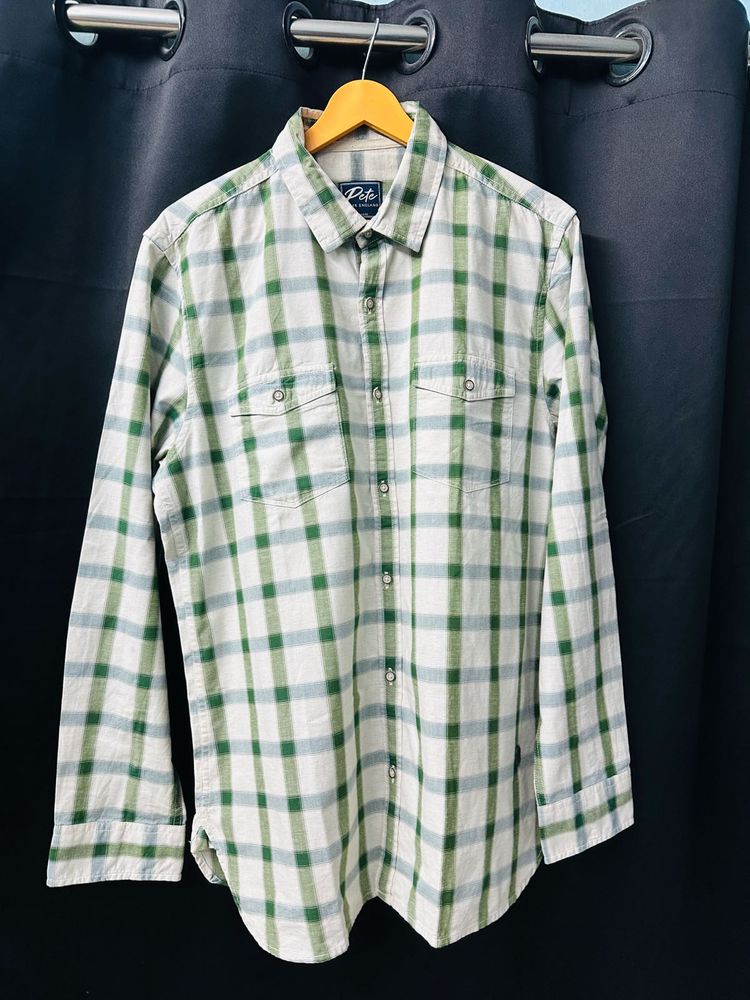 Peter England Men Super Slim Fit Checkered Shirt
