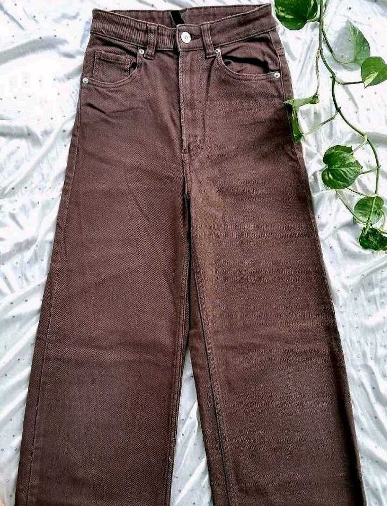 H&amp;M Brown Wide Leg Jeans
